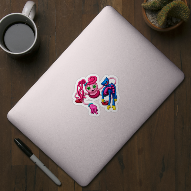 Mommy Long Legs And Huggy Wuggy Poppy Playtime Mommy Long Legs And Huggy Wuggy Sticker 